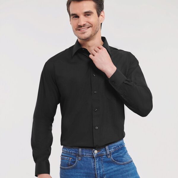 Long sleeve polycotton easycare poplin shirt Thumbnail