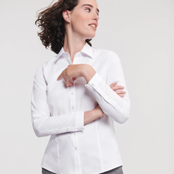 Women's long sleeve herringbone shirt Thumbnail